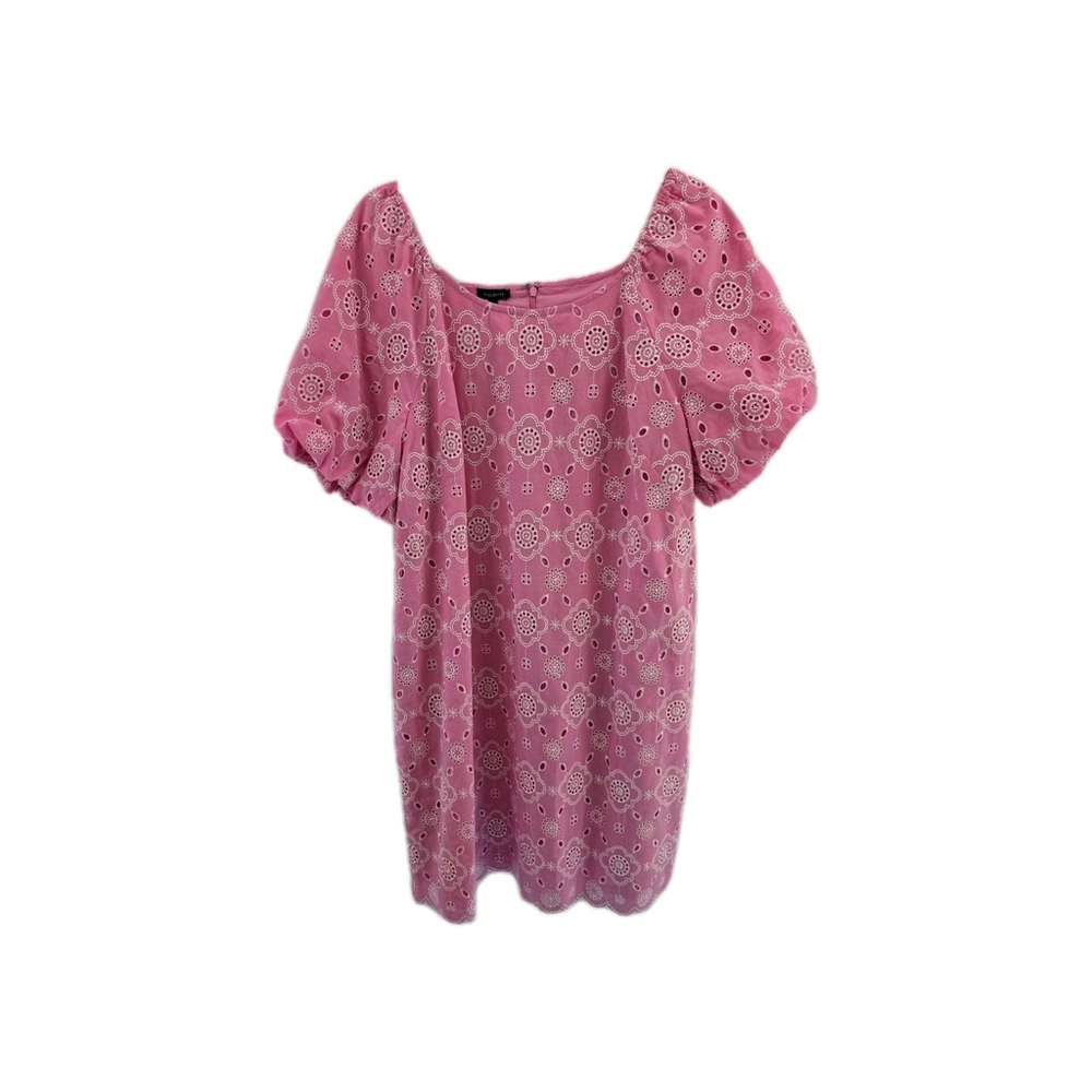 Talbots Pink Eyelet Midi S Sleeve Embroidered Summer Dress. Ladies Size 14 - Picture 3 of 12